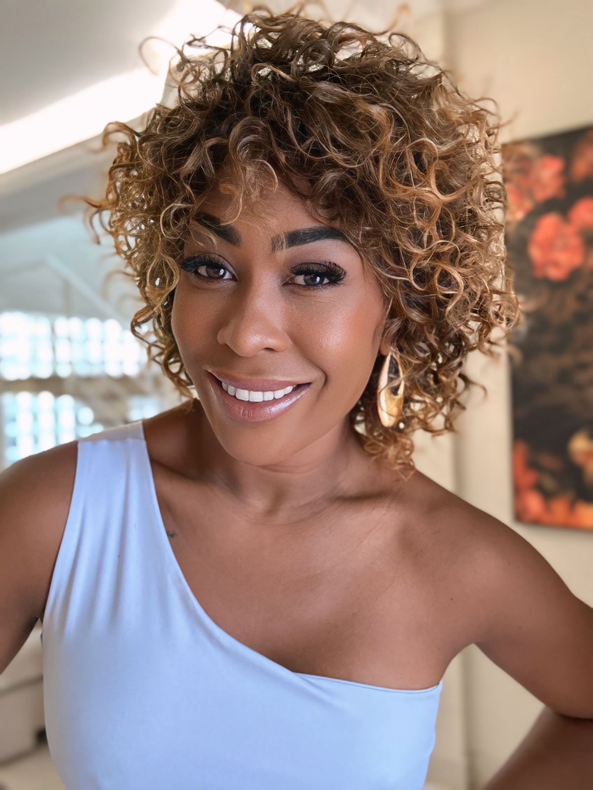 Wig bio fibra Mary - castanho com mel #RT2/4/27S
