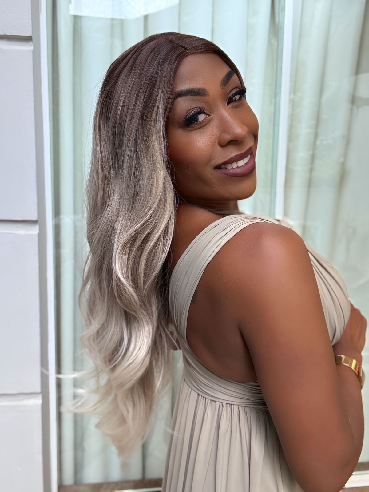 Lace Wig Bio Fibra Leny - Loiro Perolado #RT8/18G/60D