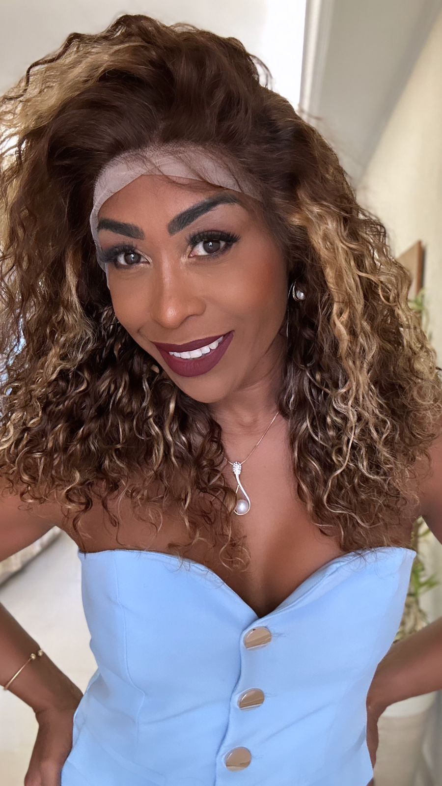 Lace front humana Ella - loiro mechado