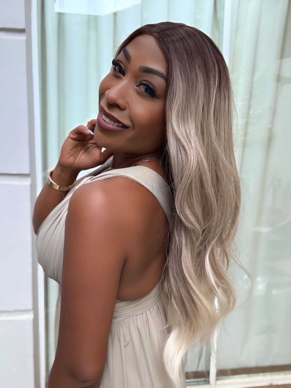 Lace Wig Bio Fibra Leny - Loiro Perolado #RT8/18G/60D
