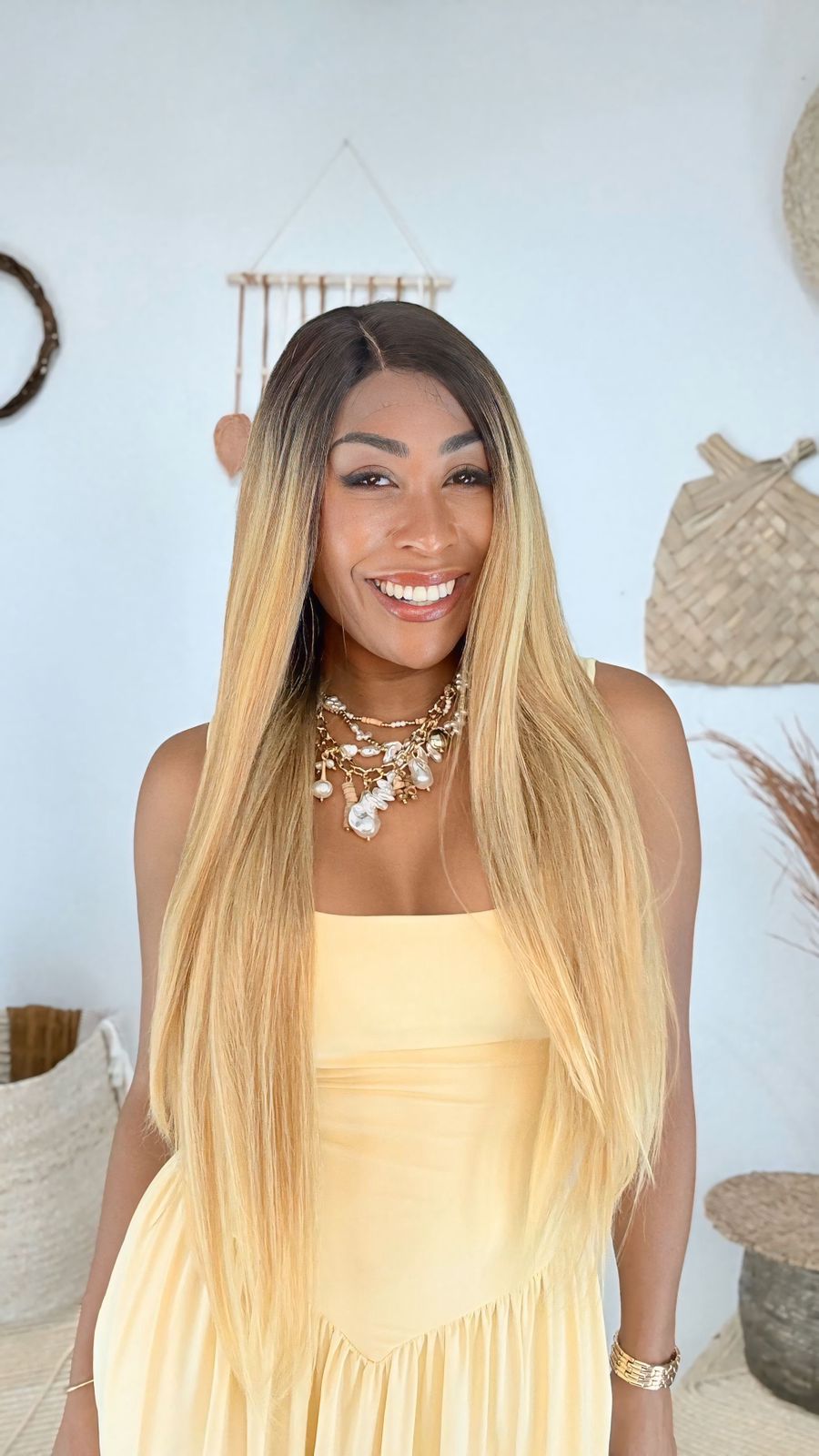 Lace Front Yaki 30 Polegadas Loiro Golden Balayage DR2
