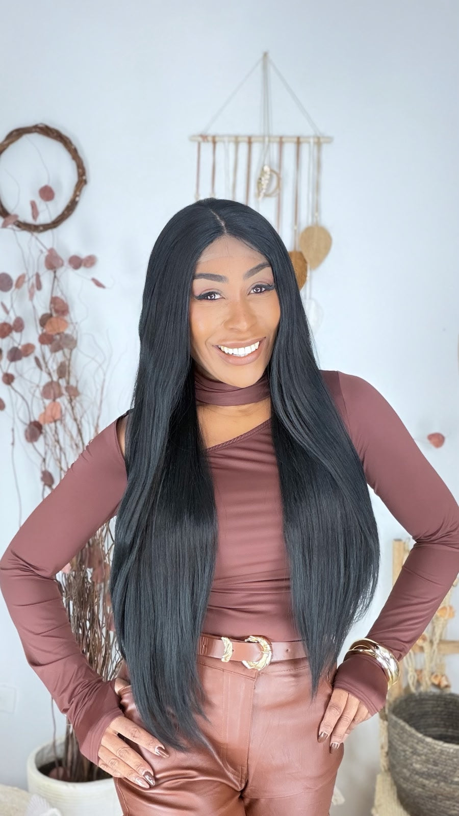 Lace Front Yaki 30 Polegadas 75 cm - Castanho 1
